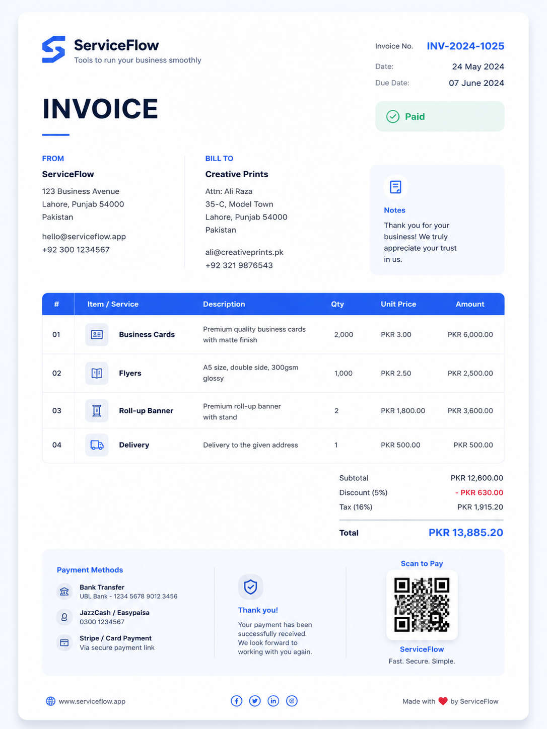 Invoice preview